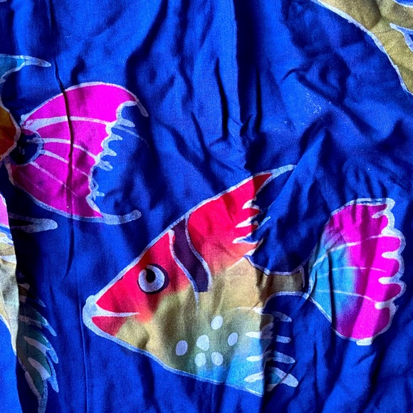 Sam Hilu made in India Sarong with tie wraps tropical print blue - Picture 4 of 6